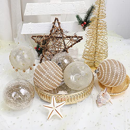 Isulife Christmas Ball Ornaments 80Mm/3.15" Shatterproof Clear Large Plastic Christmas Tree Decoration, Delicate Hanging Ornaments For Xmas Party, Wedding, Holiday And Home Décor(6Ct,Champagne) #TOP2