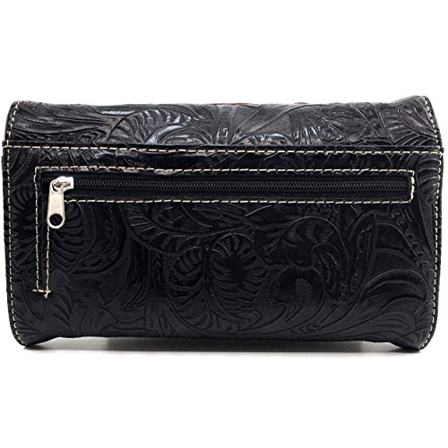 Zelris Western Turquoise Stone Cross Women Crossbody Wrist Handle Trifold Wallet4