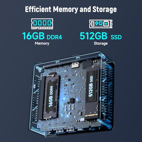 Image of Bmax Mini PC Win-11 Pro B4 Intel N95 Processor (Beat N100 /N97 /N150) up to 3.4GHz, 16GB DDR4 RAM /512GB SSD 4C /4T Small PC Support Ubuntu, 4K 60Hz Dual Display /HDMI /BT4.2 /VESA /Home /Office Micro Computer