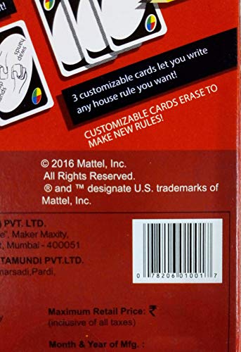 Image of Mattel Uno Card Game with Customizable Wild Cards - Multicolor Carton