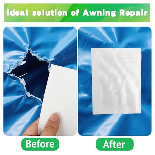 Image of 4.5Inch x 40FT RV Awning Repair Tape with Scissors, Outdoor Heavy Duty Repair Tape for Tarp, Tent, Boat Cover, Canvas, Sail Tape, Waterproof, UVproof and Heat-Resistant Tear Repair Pctch Kit