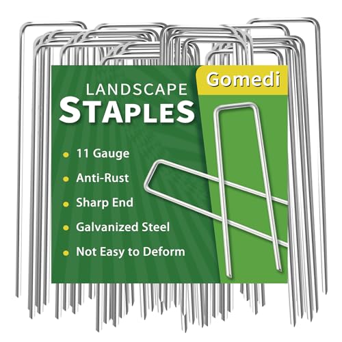 Image of Landscape Staples Galvanized 6 Inch 60 Pcs, Metal Garden Stakes 1.6 Inch Width, Garden Staples for Weed Barrier Tubing Lawn 11 Gauge
