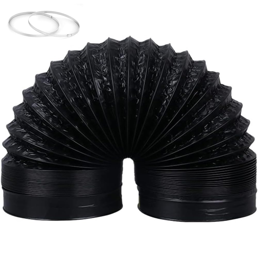 Dryer Vent Hose, Hose Exhaust air Pipe, PVC Ducting Hose HVAC Flexible Dryer Air Vent Pipe for Ventilation System with 2 Hose Clamps (ø 180mm/6m)