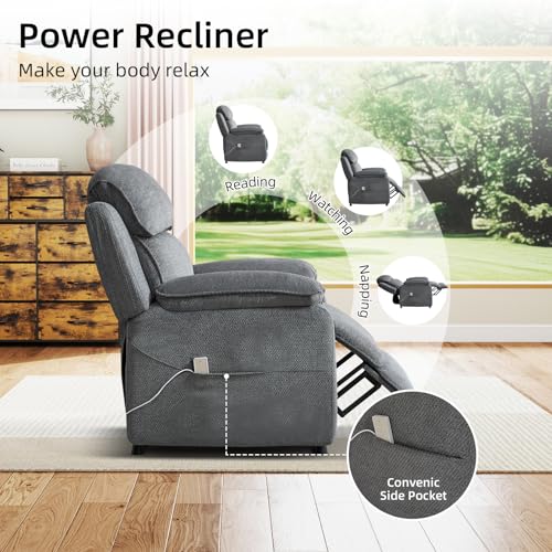 Sillón reclinable eléctrico Gris oscuro miniatura 3