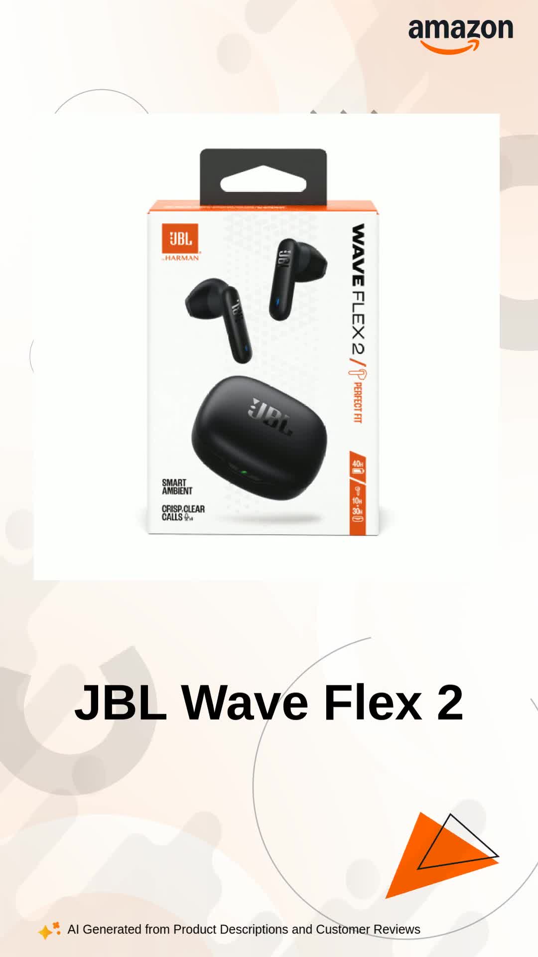 JBL Wave Flex 2 in-Ear Wireless Earbuds (TWS) with Mic,4 mics for