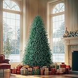 OasisCraft 7.5ft Blue Spruce Artificial Christmas Tree, Premium Hinged with Solid Metal Stand, Full Unlit Tree 2,988 Branch Tips for Indoor and Outdoor