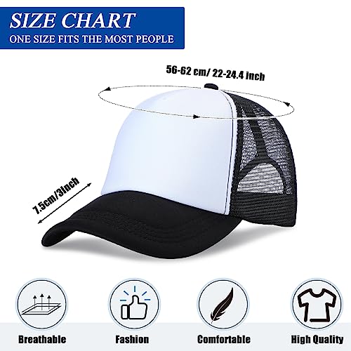Image of Panitay 100 Pcs Unisex Sublimation Blank Mesh Baseball Cap Adjustable Plain Blank Mesh Trucker Hat for DIY Embroidery Print