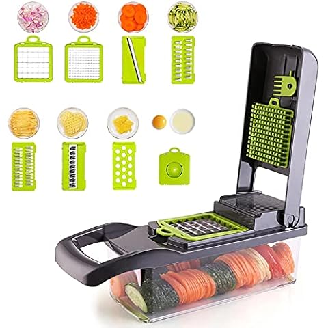 JUNHOM Multi-function Kitchen Vegetable Chopper Spiralizer Vegetable Slicer Onion Cheese Veggie Food Chopper for Prep Kitchen Aid Chopper Cutter Cover