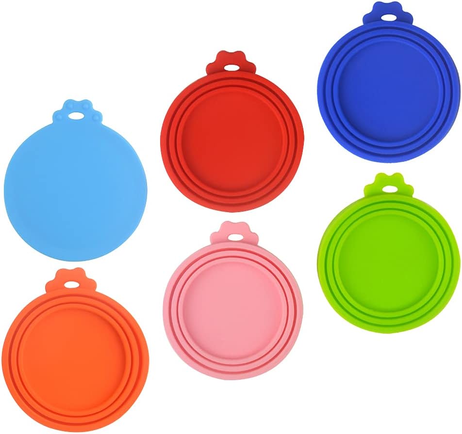 XINMEIWEN 6Pack Silicone Pet Can Lids Dog Cat Food Can Covers BPA Free Dishwasher Safe Fits Standard Soda Cans (Multicolored)