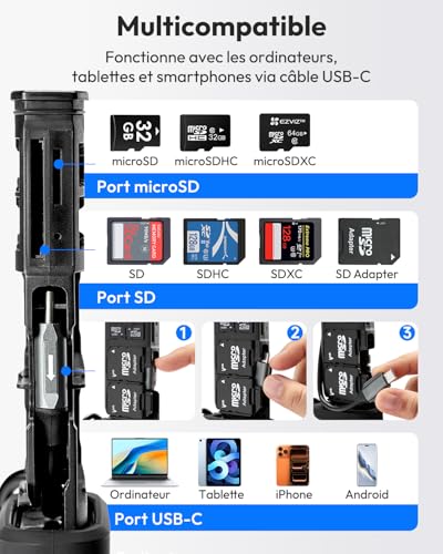 Lecteur carte SD USB C Rollei pour vider vos cartes sur iPhone et Android - 5