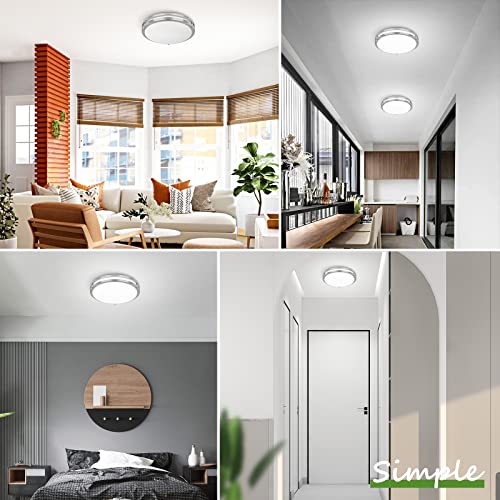 Image of 4-Pack 12 Inch Dimmable LED Ceiling Lights, 36W 2700K /3000K /4000K /5000K /6500K Adjusted Flush Mount Ceiling Light, 3200LM Super Bright Brushed Nickel Lighting Lamp Fixture for Bedroom Bathroom Dining
