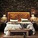 Rustic Hand Carved Wooden Headboard – LED Lighted, Natural Solid Wood, Handmade, Vintage Look, Compatible with Queen/King Beds
