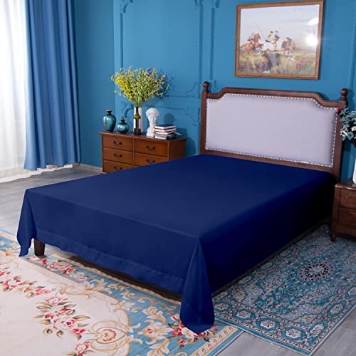 Image of NTBAY Queen Microfiber Flat Sheet, 90 x 102, Navy Blue