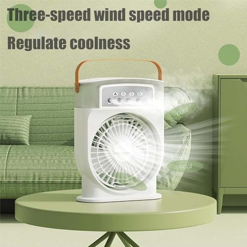 Aqua Freeze Portable Air Cooler Fan,USB Personal Air Cooler 5 Holes Spray Cooling Fan,Desk Misting Fan Spray Water Mist Fan with 600ML Water Tank Nightlights 3 Speed for Office, Home (Black) - Thumbnail 3