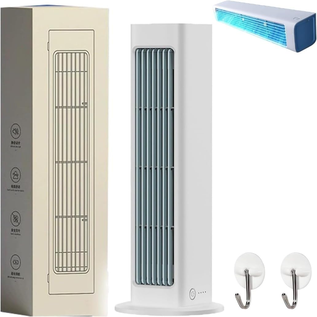 Breezamax, Breeze MAX Air Cooler, Compacto, Ultra Silencioso Y de Bajo Consumo, con Ventilador de Pared con Cabezal de Vibración(Blue)