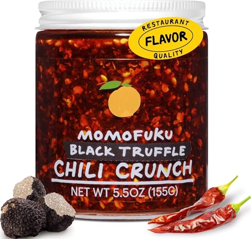 Momofuku Black Truffle Chili Crunch by David Chang, (5.5 Ounces), Chili Oil with Crunchy Garlic and Shallots, Spicy Chili Crisp with Real Truffle for Cooking as Sauce or Topping (Packaging May Vary)
