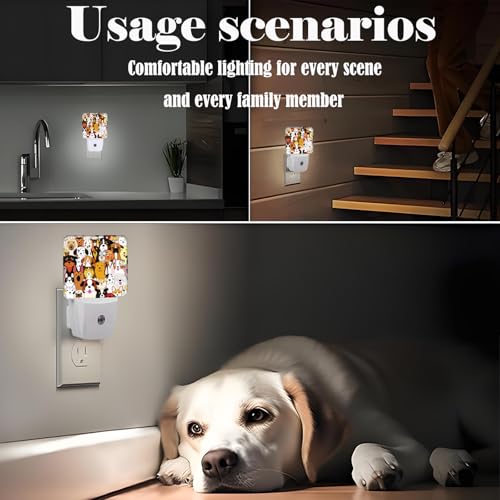 Image of Cute Dog Night Light,Plug Into Wall Decor for Stairway,Hallway,Kitchen,Dusk to Dawn Sensor Nightlights for Boys /Girls /Women /Men Room Gifts