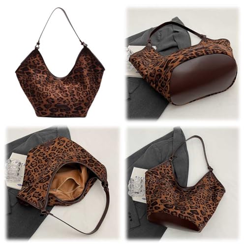 Image of YFGBCX Suede Bags for Women Crossbody Bags Cheetah Hobo Bag Leopard Bags for Women Large Capacity Work Tote Bag