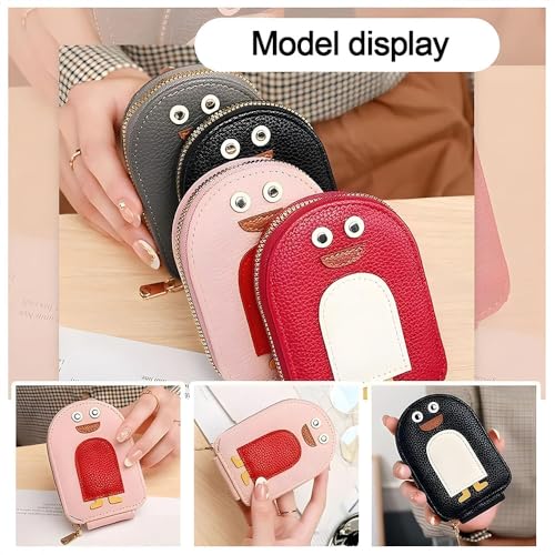 Cute Penguin Pu Credit Card Coin Wallet, Small Genuine Leather Wallet for Women, Card Storage Multi-Slot Portable Wallet (2 Pcs D)3