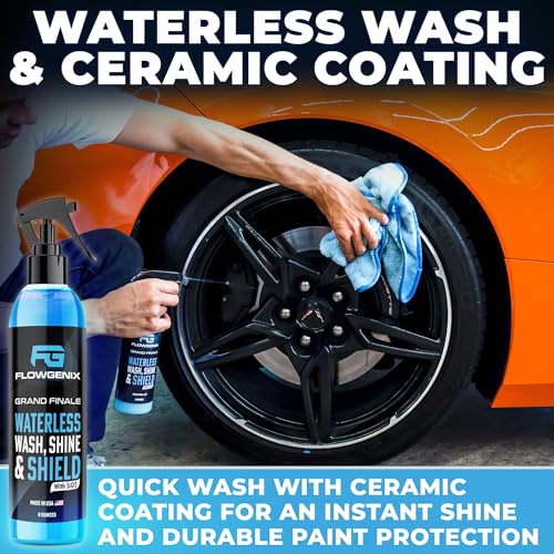 Image of Grand Slam 5-Pack - Waterless Car Wash Detailing Spray, Tire Shine Gel, Scratch Remover, Wheel Metal Rust Cleaner, Interior Cleaner & Protector, 2 Microfiber Towels