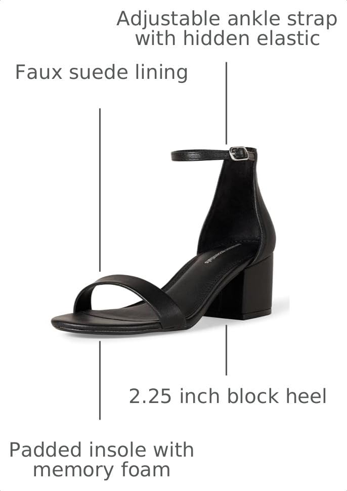 Image of Amazon Essentials Women's Two Strap Heeled Sandals with Adjustable Ankle Strap, Padded Memory Foam Insole