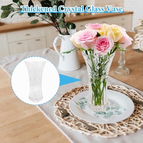 Vase à Fleurs en Verre Clair, 24CM Vase en Cristal épaissi pour, vases décoratif pour Herbe de la Pampa, Tulipes, orchidées, Roses, Fleurs séchées – Image 3