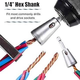 Saipor 2pcs 1/4" Hex Shank Wire Twister Tool for Drill, Wire Twisting and Stripping Tools, Spin-Twist Wire Connector Socket, Wire Nut Twister Wire Twisting Spinner, Cable Wire Stripper and Twister