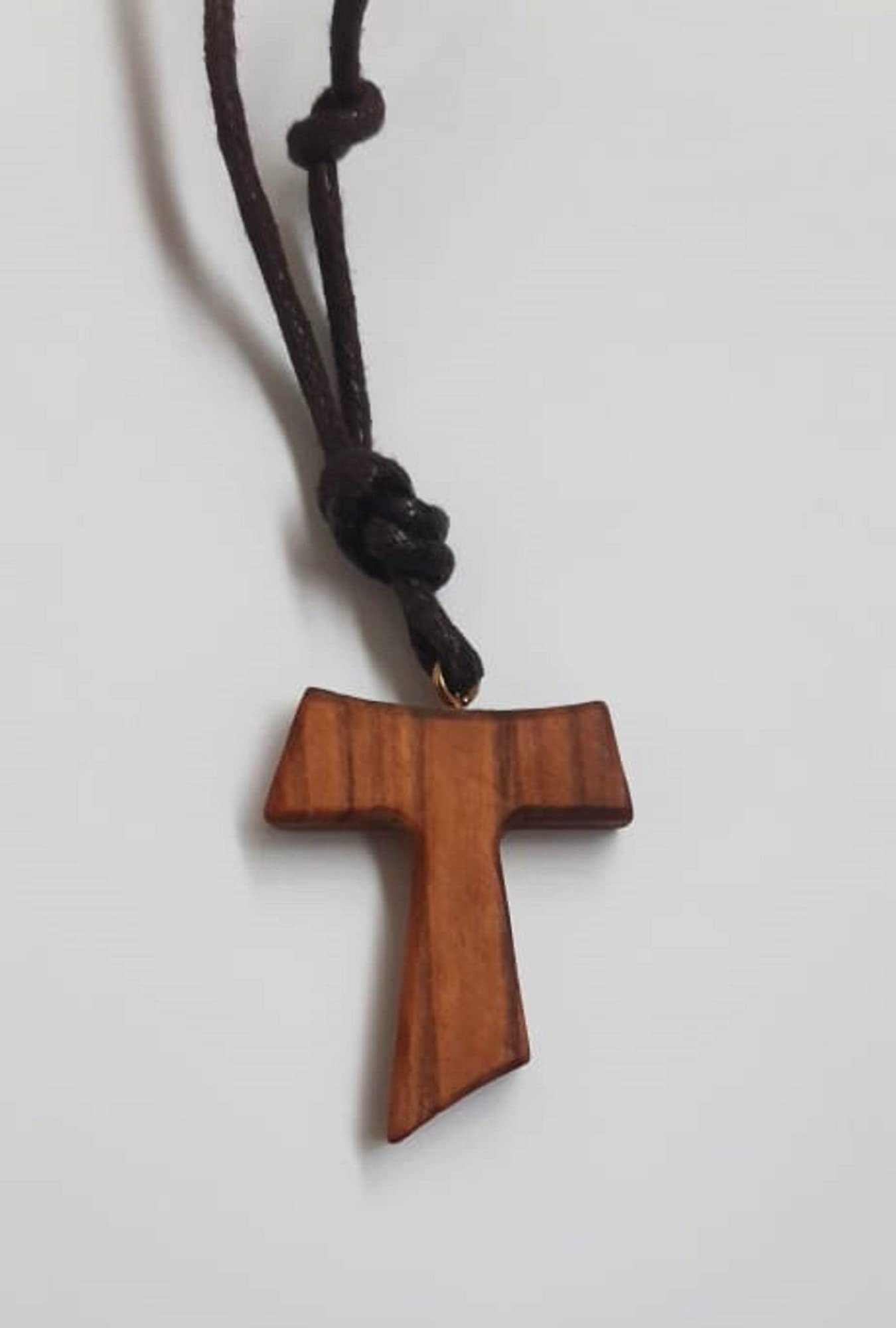 Generico Tau francescano in legno di ulivo con cordone. Croce di San Francesco d'Assisi Collana uomo e donna - H 3.5 cm