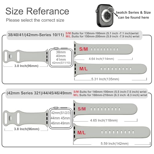 Image of Sport Bands Compatible with Apple Watch Band Women Men 40mm 38mm 41mm 42mm 44mm 45mm 46mm 49mm ,Soft Wristband Waterproof Replacement Strap for iWatch Bands Series 11 10 9 8 7 6 5 4 3 2 1 SE Ultra Gray