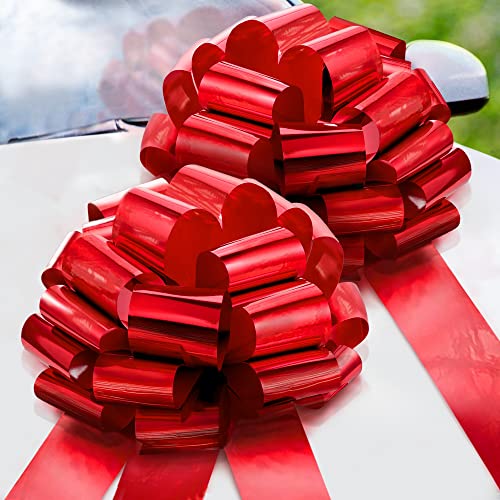 Zoe Deco - Big Car Bow - Metallic Red, 18 Inch - Giant Car Bow for Birthday, Christmas, Wedding Reception, Surprise Party - Large Gift Wrapping for Huge Present