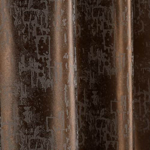 Image of 70-75% Room Darkening Window Curtains 5 Feet Long Set of 3 pcs for Living Room | Premium Polyester Grommet Curtain Panel, Coffee