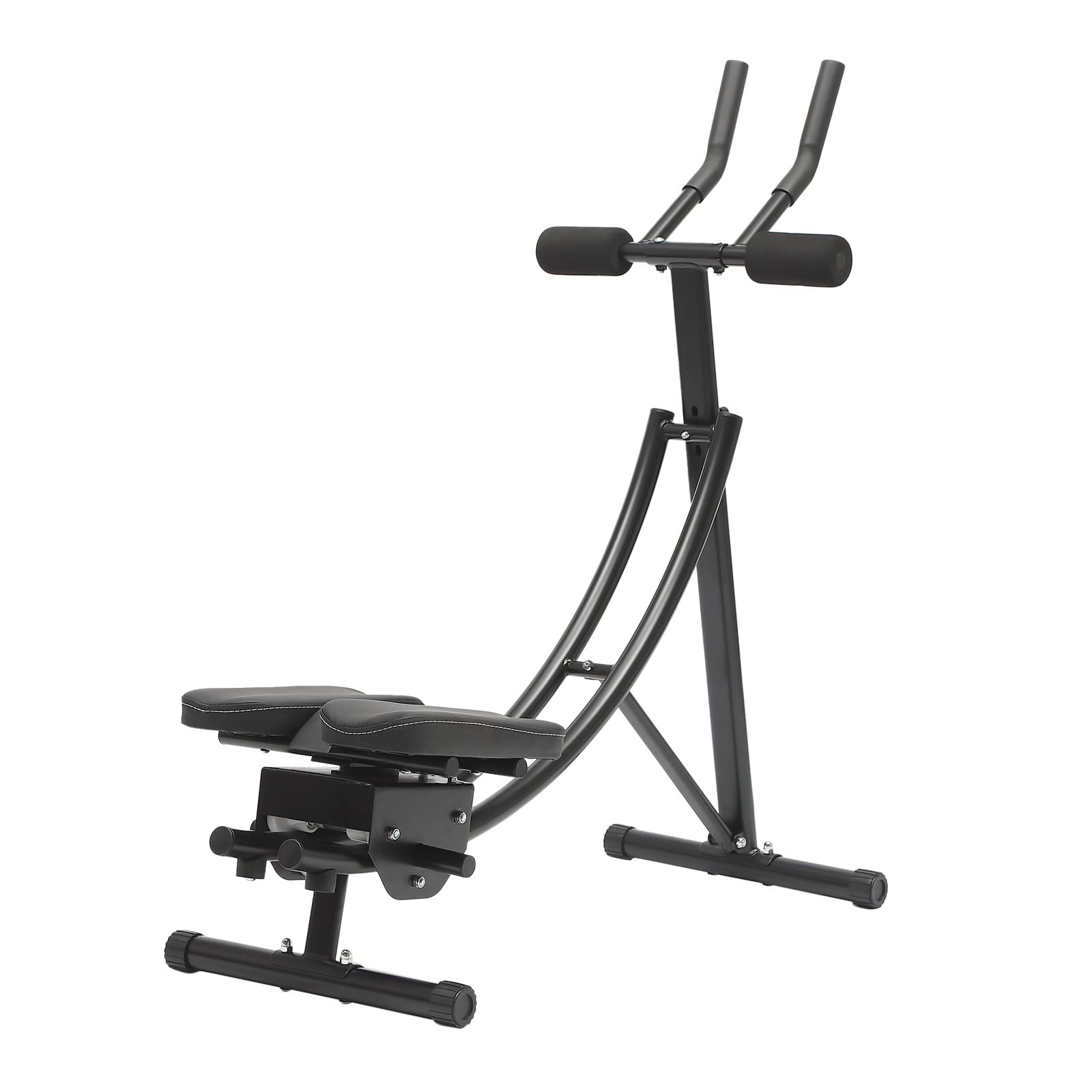 Ab Machine, Adjustable Ab Trainer Machine with Comfortable Kneeling Cushion &amp; Non-slip Feet Mat, Foldable Core &amp; Abdominal Exercise Equipment for Stomach Workout