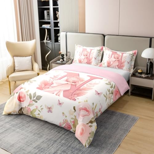 Housse de couette fée florale romantique coton lettre N - 4