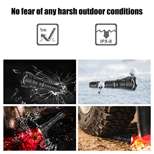 Image of KL52 Zoomable Hunting Flashlight Red Coyote Light Focus Adjustable Predator Varmint Lights with Stepless Dimming Pressure Switch, Quick Release Mount