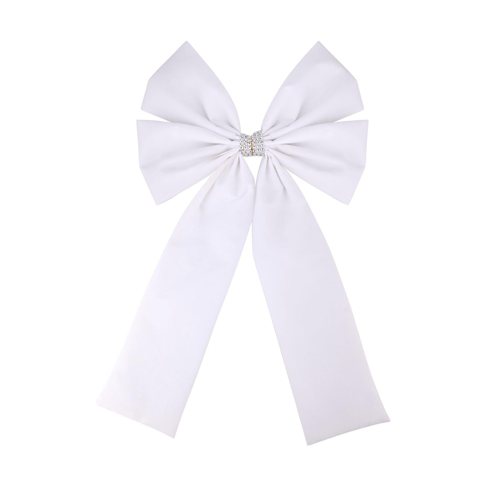 Meseey 36x18 Inches Extra-Large Christmas Tree Topper Bow White Velvet Ribbon Gift Bows for Christmas Home Decor, Outdoor Indoor Car Decoration (White