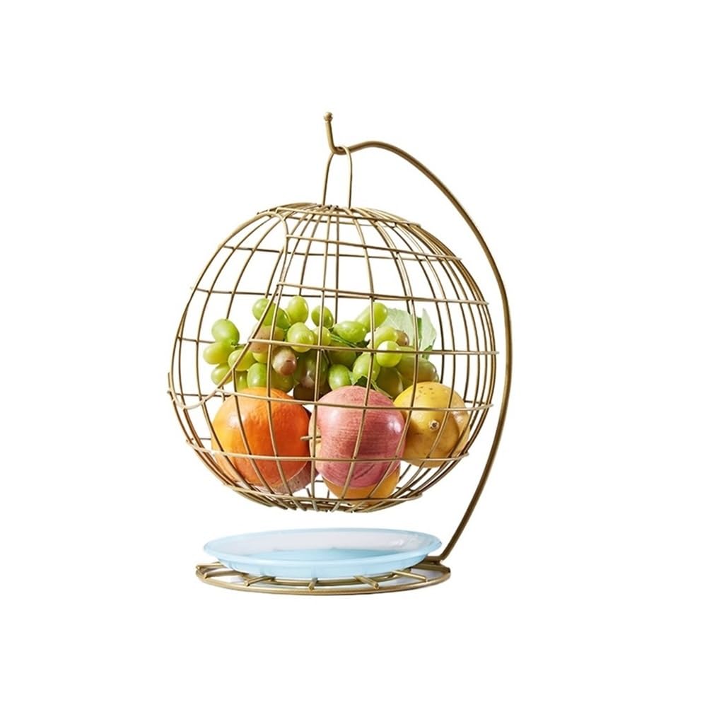 HLHLOP777 Fruit Bowl Fruit Basket Kitchen Countertop Rack Exquisite Metal Perfect for Holding Fruit Basket(Gold)