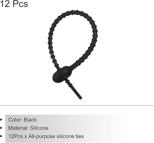 Miniatura 3 de MECCANIXITY Paquete de 12 bridas de silicona reutilizables de 7 pulgadas para el hogar, oficina, cocina, organizador de bolsas de alimentos, gestión