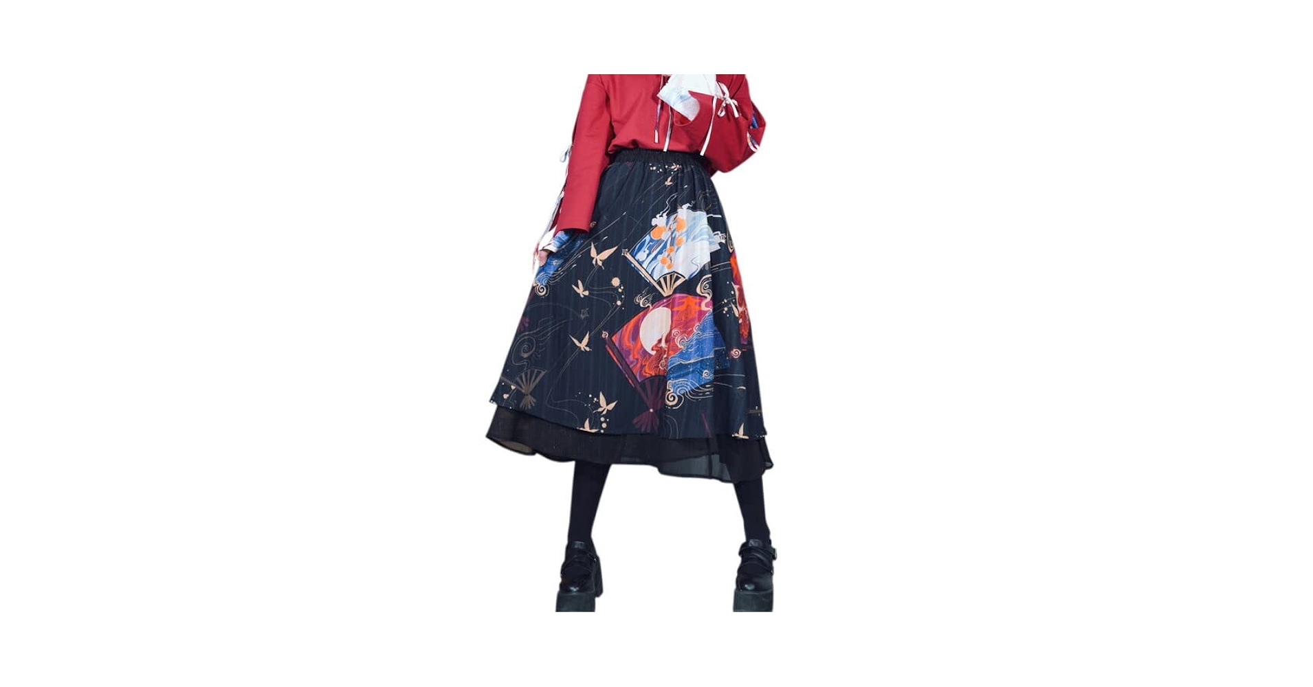 Amazon.co.jp: [RomelCheo] 和柄デザインスカート 和風スカート