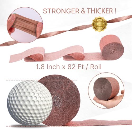 Image of PartyWoo Crepe Paper Streamers 6 Rolls 492ft, Pack of Crepe Paper Rose Gold Streamers Decorations, Crepe Paper for Birthday Decorations, Party Decorations, Wedding Decorations (1.8 in x 82 Ft /Roll)