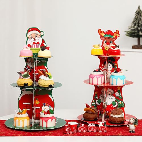 Support à cupcakes de Noël à 3 niveaux anti-encombrement - 4