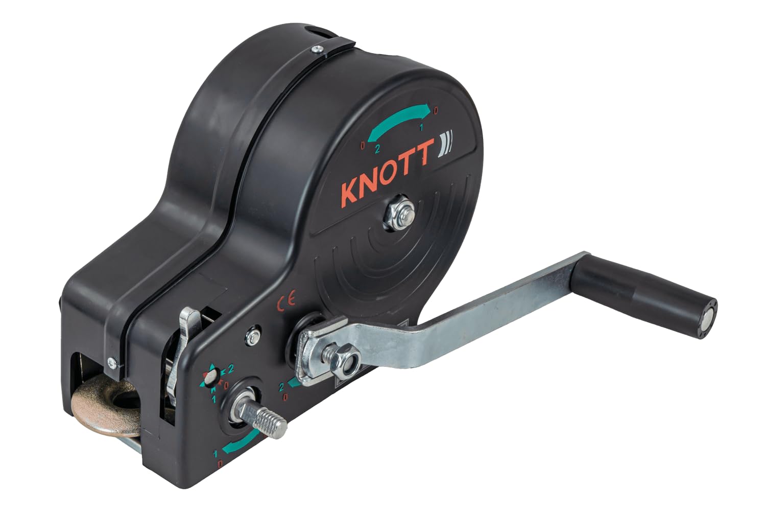 KNOTT Manuelle Gurtbandwinde 900 kg Seilwinde mit 7 m Gurt und Gehäuse, Handseilwinde 2-stufig 4:1/8:1 Übersetzung für Bootsanhänger und Trailer 6X0017.311