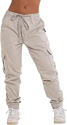 Calça Feminina Cargo Jogger Bolso Com Elástico