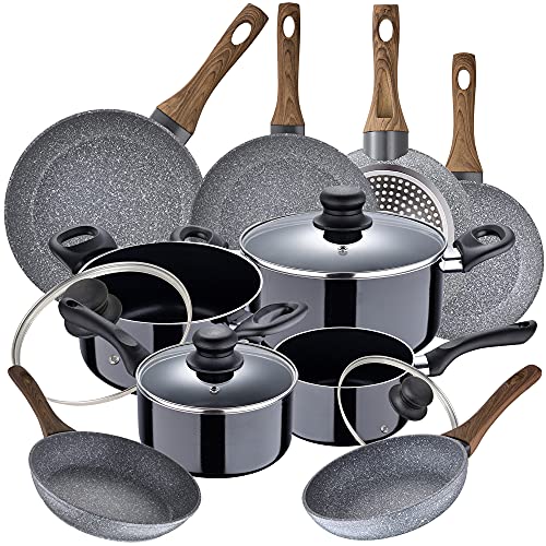 Bateria De Cocina 8 Piezas San Ignacio Porto De Aluminio Prensado Con Juego Sartenes (18/20/22/24/26/28 Cm) San Ignacio Daimiel En Aluminio Forjado