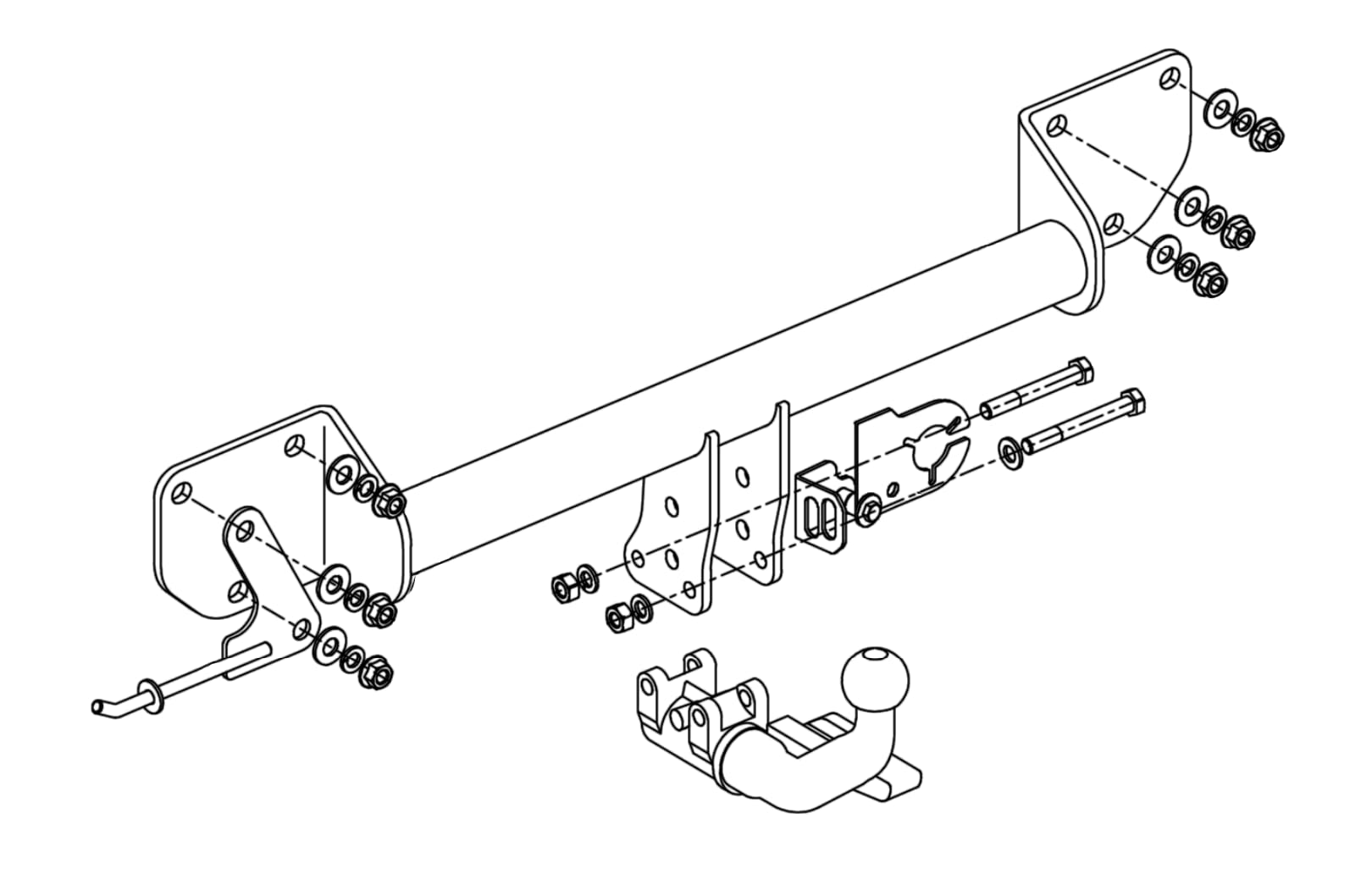 Hook Kompletny hak holowniczy wypinany poziomo kompatybilny z BMW Seria 3 E91 Touring Kombi 03.2005-08.2012 + uniwersalna wiązka elektryczna 13-PIN