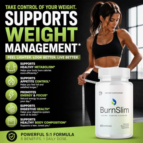 Image of Burn Slim Capsules, Official Burnslim Pills with All Natural Ingredients, Advanced Burn Slim Health and Wellness Vitamin Supplement Supporting Active Lifestyle for Women and Men (60 Capsules)