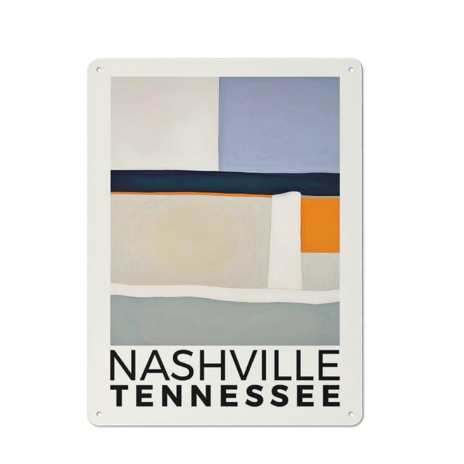 Junmoney Style-9 Decorative Metal Sign With Nashville Tennessee Poster Design 40X30cm, Retro Bistro Wall Plaque For Coffee Bar, Kitchen, Bistro Or Tea Corner