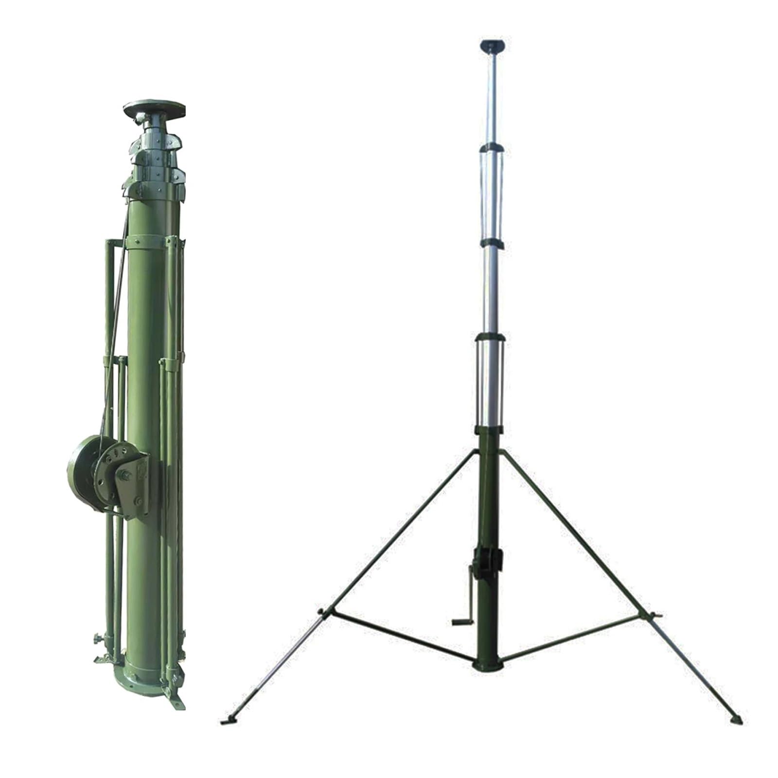 Genterun One Color 8M Manual Winch Crank Telescopic Mast, Aluminum Alloy, 50Kg Payload, Ground & Vehicle, For Antenna Surveillance Communication Broadcasting