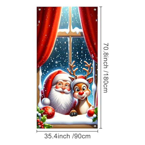 Image of BlissYard Christmas Door Cover Church Santa 35x71 Inch Polyester
