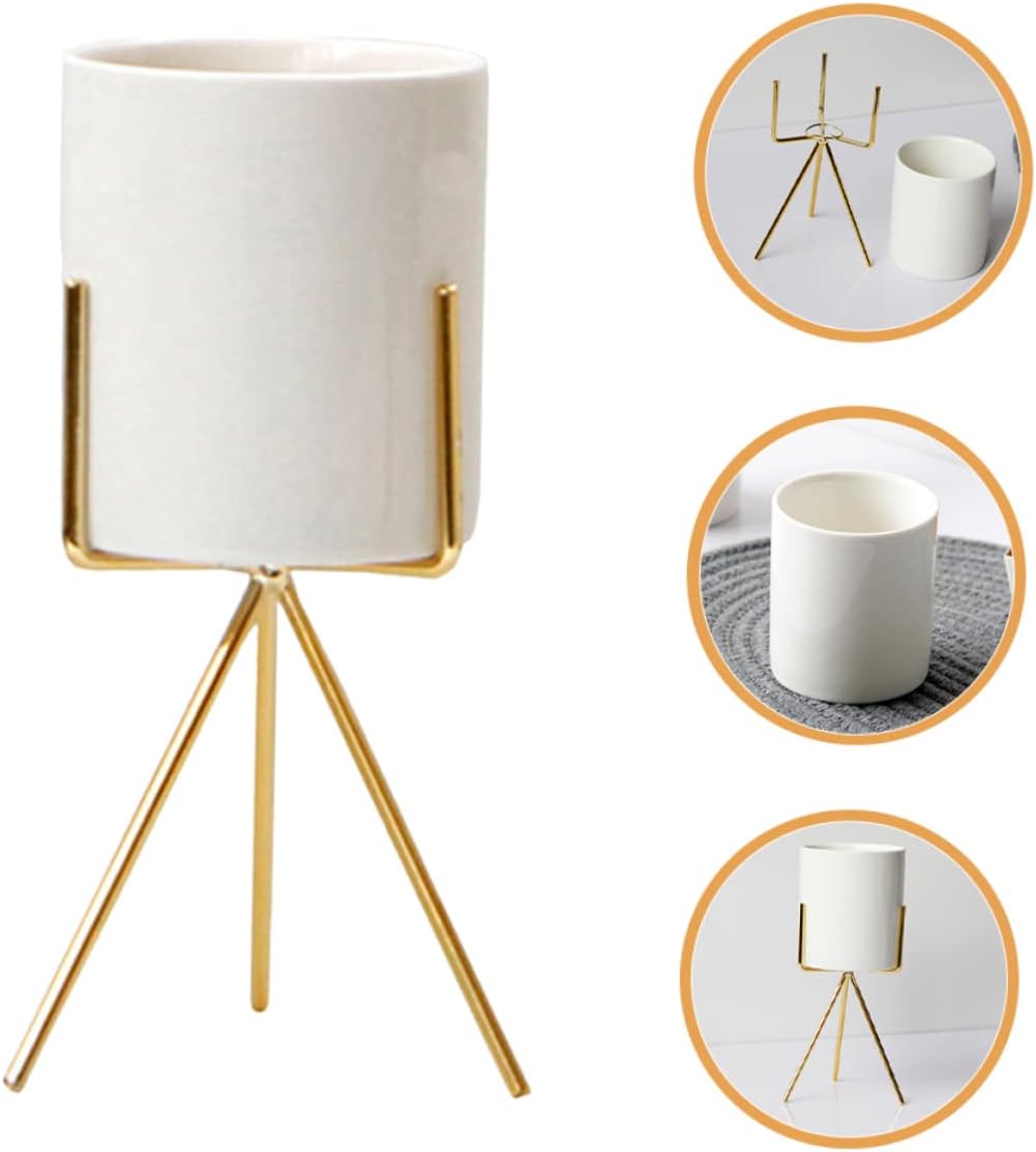 Cabilock Elegant Metal Tripod Chopstick Holder Chopstick Holder Stand Ceramic Utensil Organizer Silverware Organizer Kitchen Decor