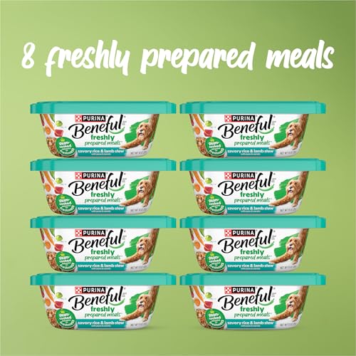 Purina Beneful Dog Food Fresh, High Protein Wet Dog Food, Dog Food Gravy, Lamb Stew with Vegetables - (Pack of 8) 10 oz. Tubs